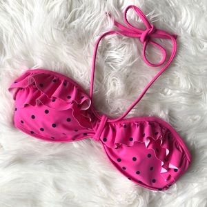 Abercrombie swim hot pink polka dot bikini top XL